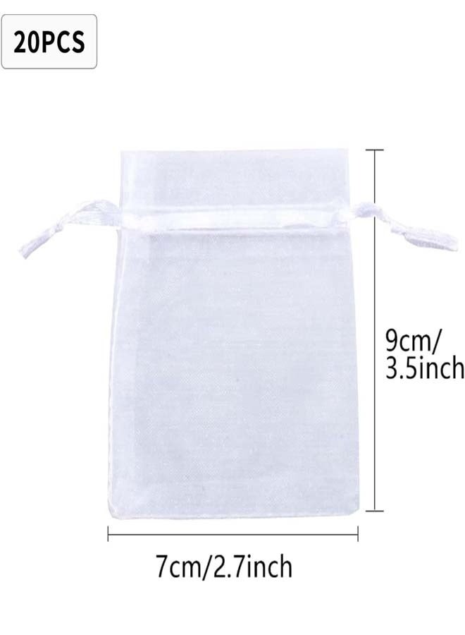 حزمة من 20 كيسًا من القماش العرقي للهدايا، مقاس 7 × 9 سم / 2.7 × 35 بوصة، كيس عرقي لخواتم الزينة، كيس بحزام، كيس حلوى صغير لحفلات الأعياد والزواج. .. - Image 2